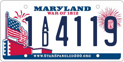 MD license plate 1AD4119