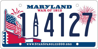 MD license plate 1AD4127