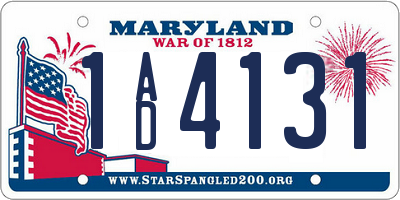 MD license plate 1AD4131