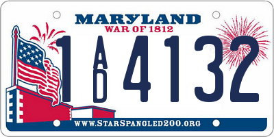 MD license plate 1AD4132