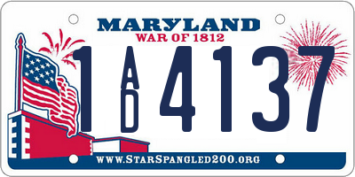 MD license plate 1AD4137