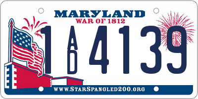 MD license plate 1AD4139