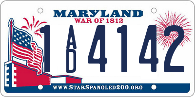 MD license plate 1AD4142