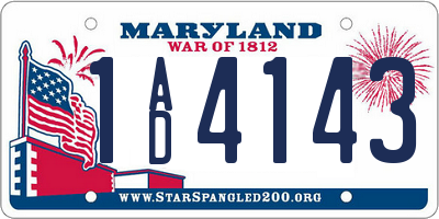 MD license plate 1AD4143