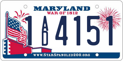 MD license plate 1AD4151