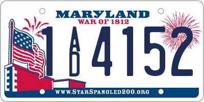 MD license plate 1AD4152