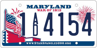 MD license plate 1AD4154