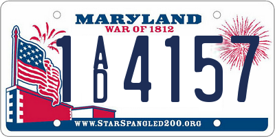 MD license plate 1AD4157