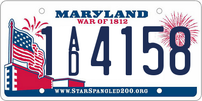 MD license plate 1AD4158