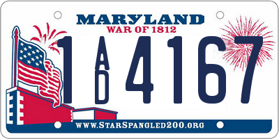 MD license plate 1AD4167
