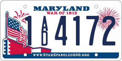 MD license plate 1AD4172