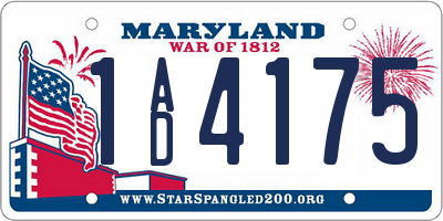MD license plate 1AD4175