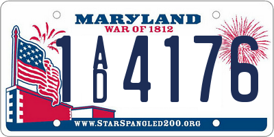 MD license plate 1AD4176
