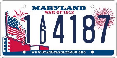 MD license plate 1AD4187