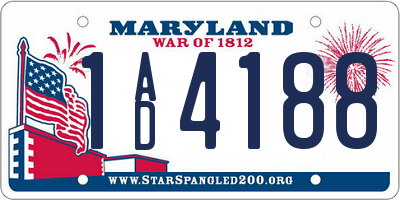 MD license plate 1AD4188