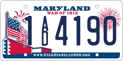 MD license plate 1AD4190