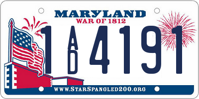 MD license plate 1AD4191