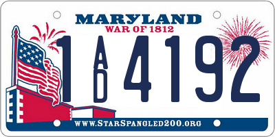 MD license plate 1AD4192