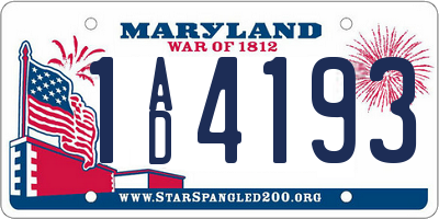 MD license plate 1AD4193