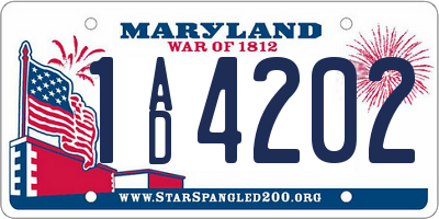 MD license plate 1AD4202