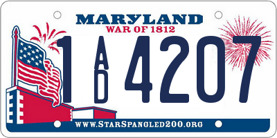 MD license plate 1AD4207