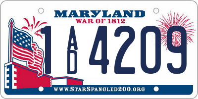 MD license plate 1AD4209