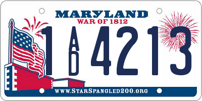 MD license plate 1AD4213