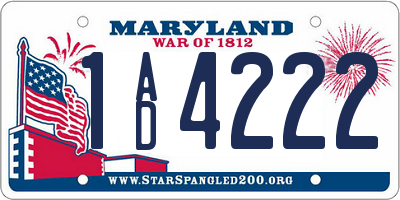 MD license plate 1AD4222