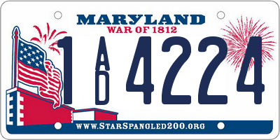 MD license plate 1AD4224