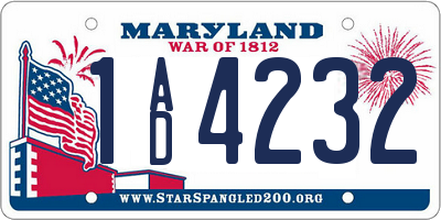 MD license plate 1AD4232