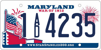 MD license plate 1AD4235