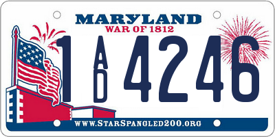 MD license plate 1AD4246