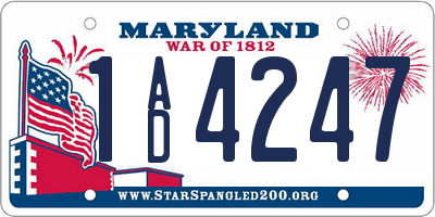 MD license plate 1AD4247