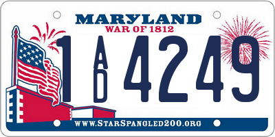 MD license plate 1AD4249
