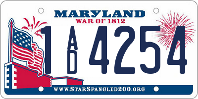 MD license plate 1AD4254