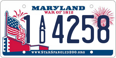 MD license plate 1AD4258