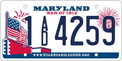MD license plate 1AD4259