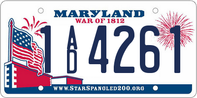 MD license plate 1AD4261