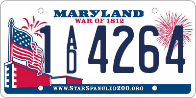 MD license plate 1AD4264