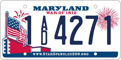 MD license plate 1AD4271