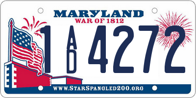 MD license plate 1AD4272