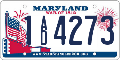 MD license plate 1AD4273