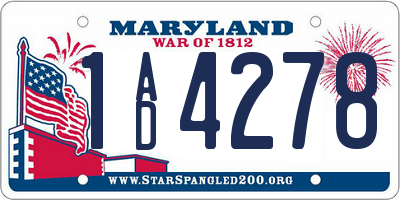 MD license plate 1AD4278