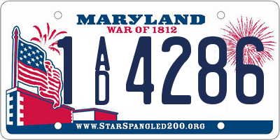 MD license plate 1AD4286