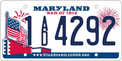 MD license plate 1AD4292