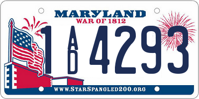 MD license plate 1AD4293