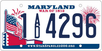 MD license plate 1AD4296