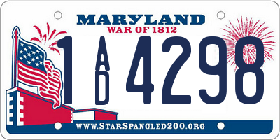 MD license plate 1AD4298