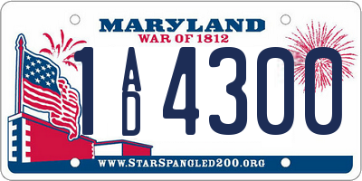 MD license plate 1AD4300