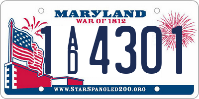 MD license plate 1AD4301